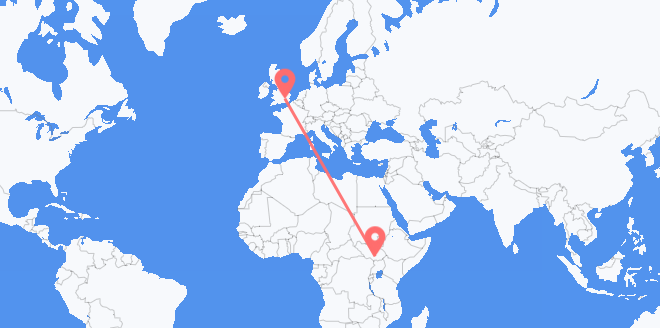 Flyreiser fra Sør-Sudan til Storbritannia