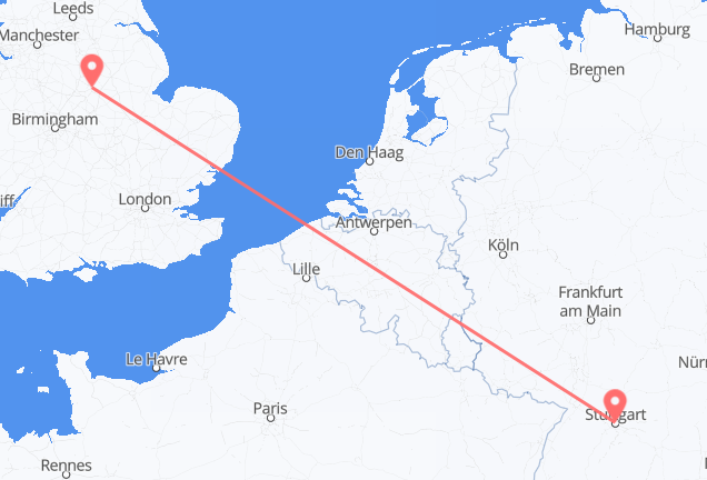 Vuelos de Stuttgart a Nottingham