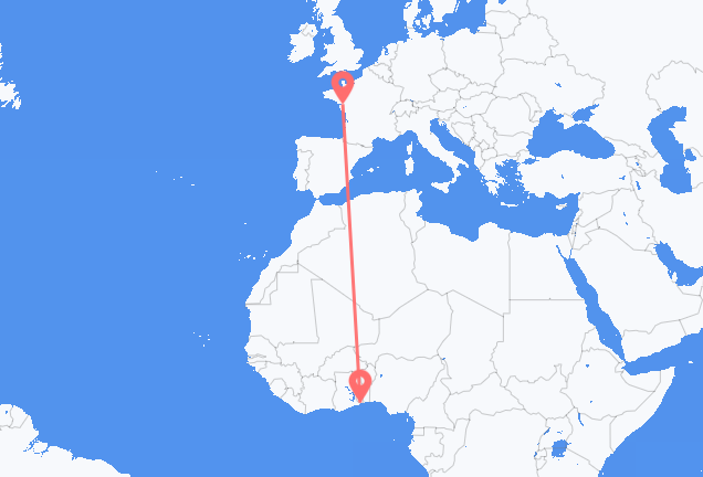 Vluchten van Lomé naar Nantes