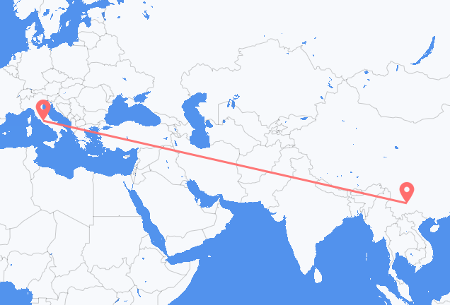 Vuelos de Kunming a Roma