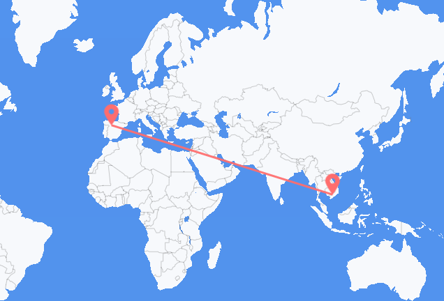 Flyrejser fra Ho Chi Minh-byen, Vietnam til Valladolid, Spanien