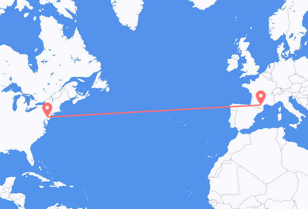 Voos do norte da Filadélfia, Estados Unidos para Carcassona, França