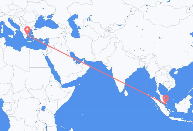 Vluchten van Singapore naar Athene