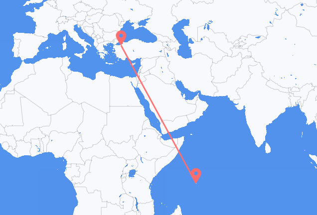 Vuelos de Mahe, Seychelles a Bursa, Turquía