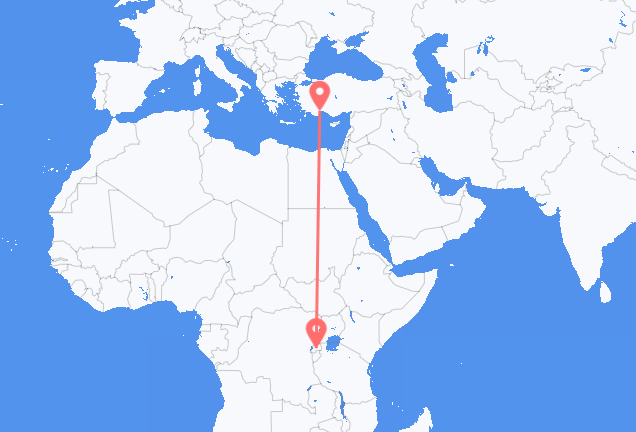 Flyg från Kigali till Antalya