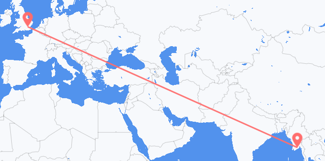 Flyreiser fra Myanmar (Burma) til Storbritannia