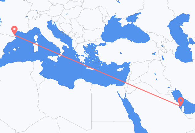 Vluchten van Bahrain Island, Bahrein naar Perpignan, Frankrijk