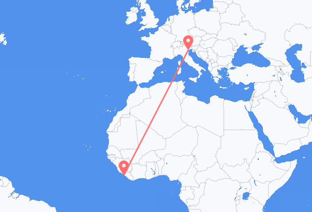 Flyrejser fra Monrovia til Venedig