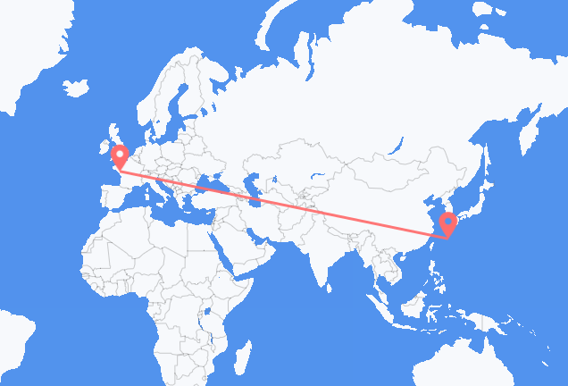 Flyreiser fra Okinawa, til Nantes