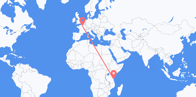 Vluchten van Tanzania naar Frankrijk