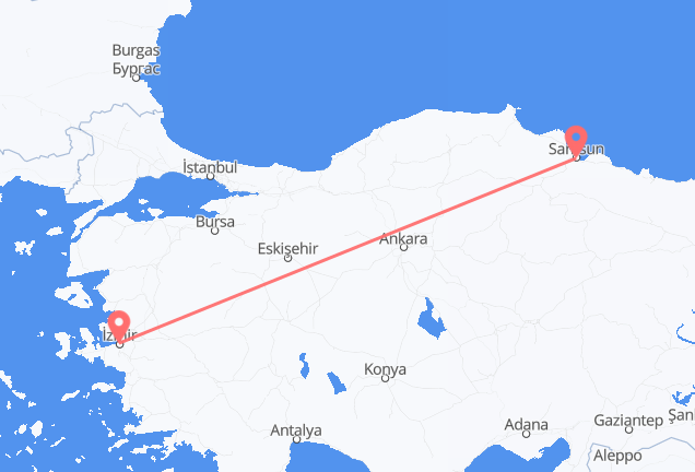 Flyg från Izmir till Samsun