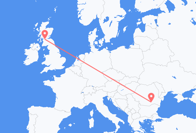 Vluchten van Glasgow naar Boekarest