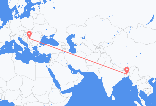 Flyrejser fra Dhaka til Beograd