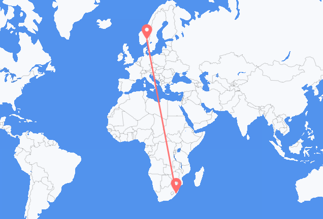 Flyg från Durban till Oslo