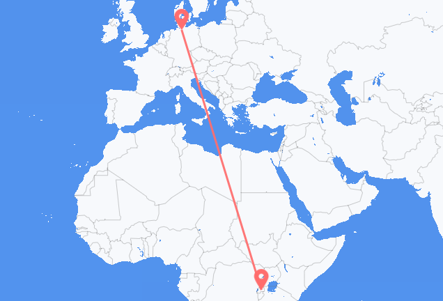 Flyg från Kigali till Hamburg