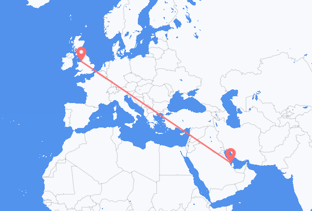 Vluchten van Bahrain Island naar Liverpool