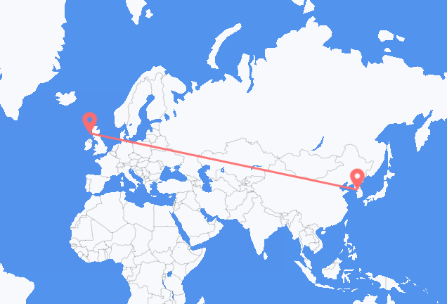 Vluchten van Seoel, Zuid-Korea naar Tiree, Schotland