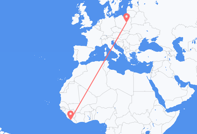 Flyrejser fra Monrovia til Warszawa