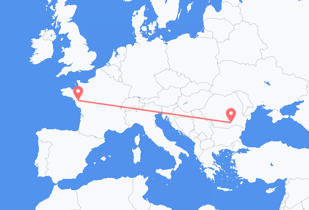 부카레스트 출발, 낭트 도착 항공편