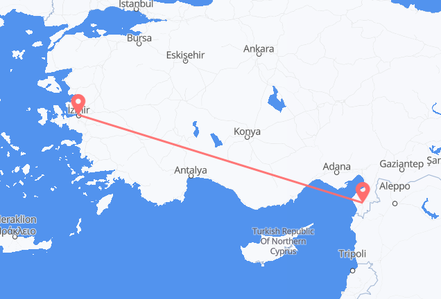 Flyg från Izmir, Turkiet till Hatay Province, Turkiet