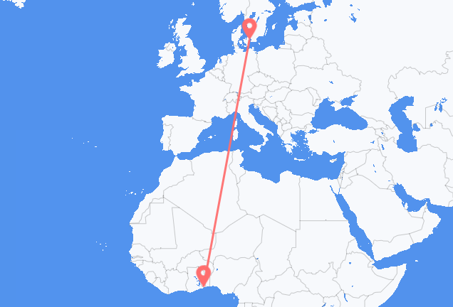 Flyrejser fra Lomé til København