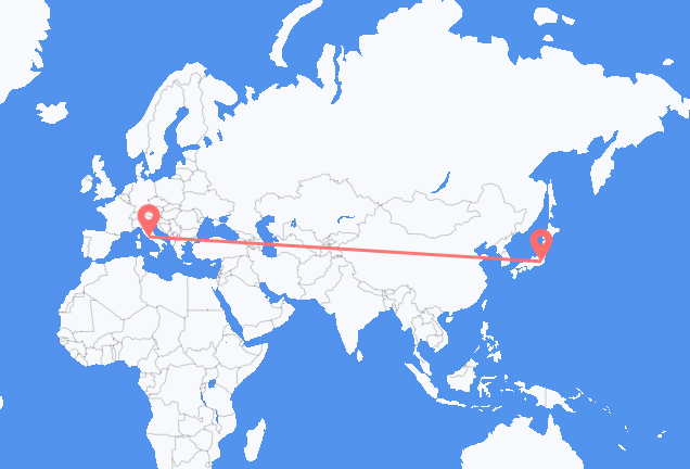 Flyreiser fra Tokyo, til Roma