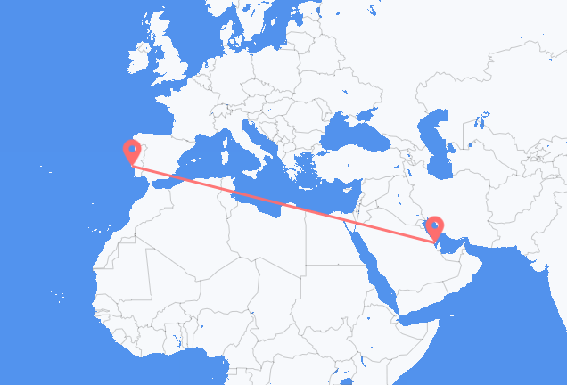 Vluchten van Bahrain Island naar Lissabon