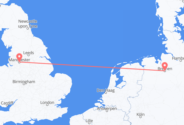 Flyrejser fra Bremen til Manchester