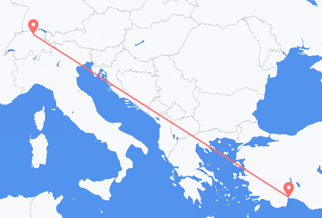 Flyg från Zürich till Antalya