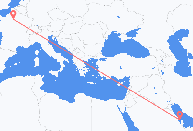 Vluchten van Bahrain Island naar Parijs