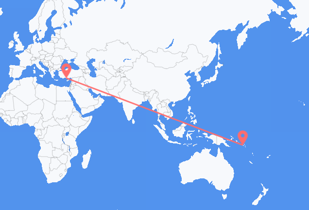 Flyrejser fra Honiara til Gazipaşa