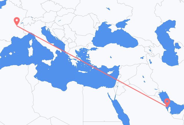 Vluchten van Bahrain Island naar Lyon