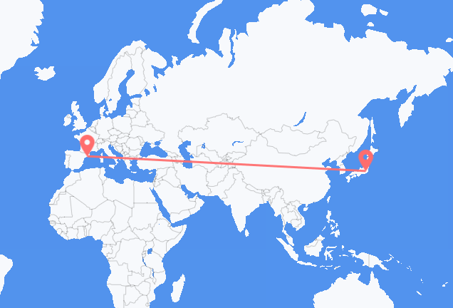 Flyreiser fra Tokyo, til Barcelona