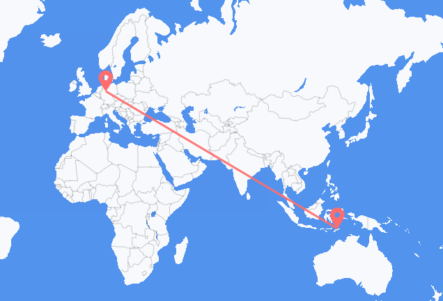 Flyg från Dili, Östtimor till Paderborn, Tyskland