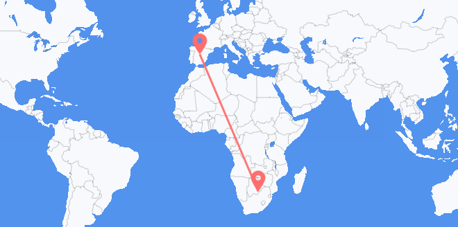 Vluchten van Botswana naar Spanje