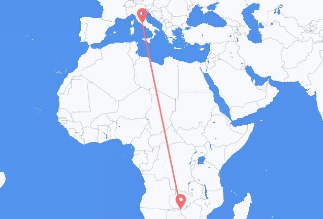 Flyg från Victoria Falls till Rom