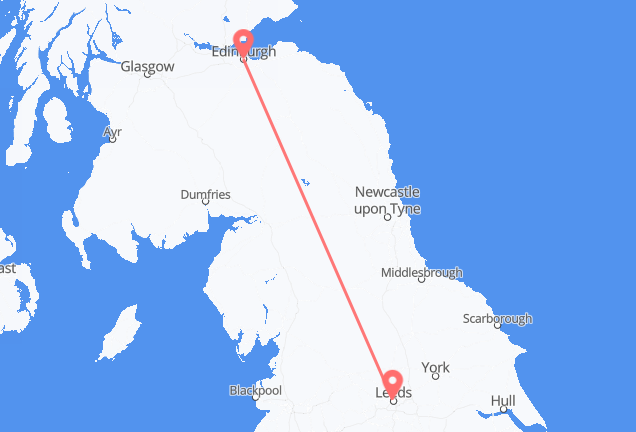 스코틀랜드 에든버러에서 출발해 영국 리즈로(으)로 가는 항공편
