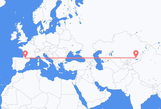 Flyreiser fra Almaty, til Lourdes