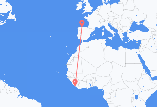 Flyrejser fra Monrovia til Santiago del Monte