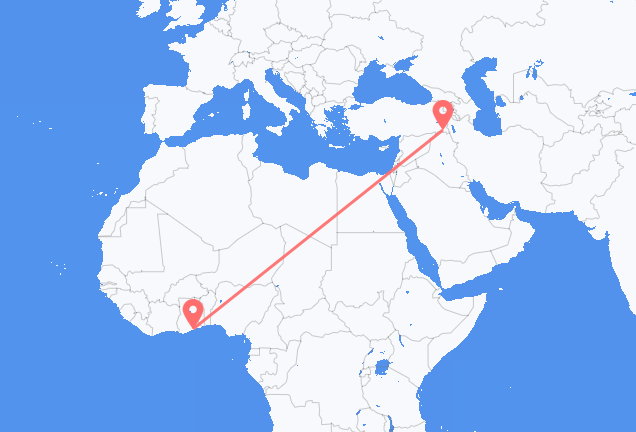 Flyg från Accra till Hakkari