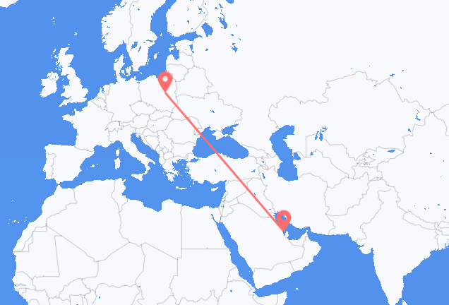 Vluchten van Bahrain Island naar Warschau