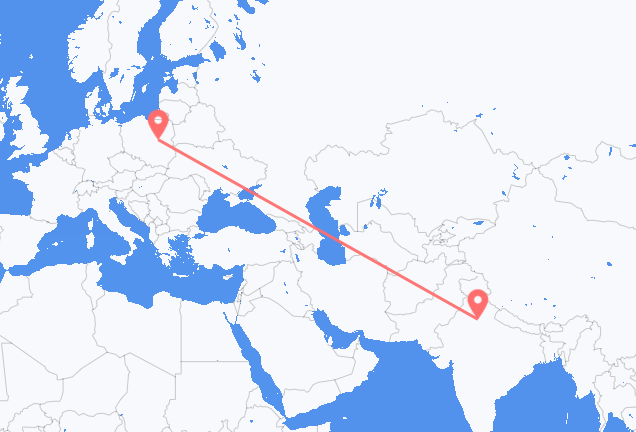 Flyg från New Delhi till Warszawa