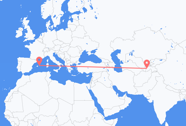 Flug frá Dushanbe til Mahon