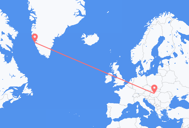 Vluchten van Nuuk naar Boedapest