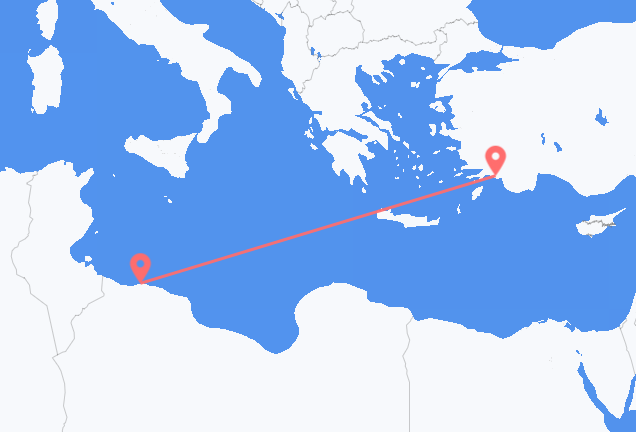 Vluchten van Tripoli naar Dalaman