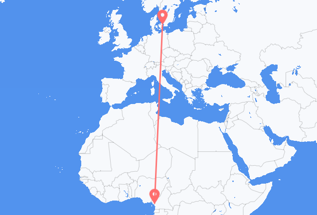 Flyg från Douala till Köpenhamn