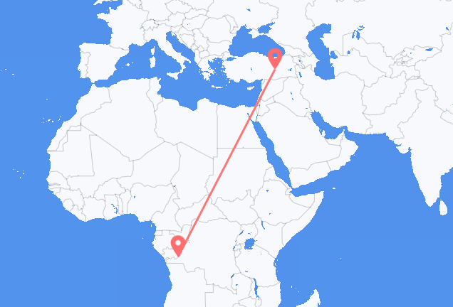 Vluchten van Kinshasa naar Elazig