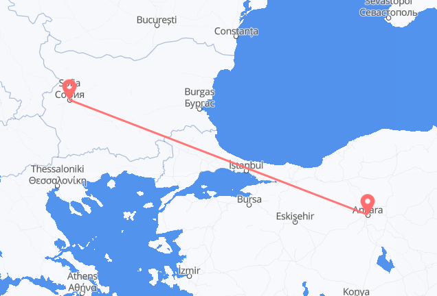 ソフィアからアンカラ行きのフライト
