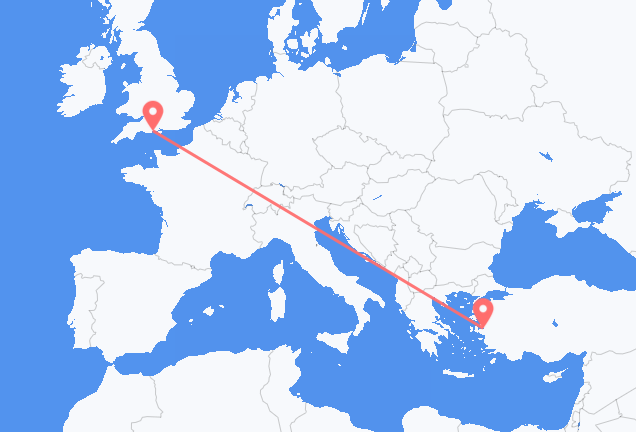 Vluchten van Izmir, Turkije naar Bournemouth, Engeland