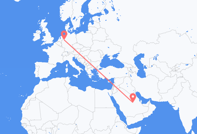 Vluchten van Riyad naar Münster